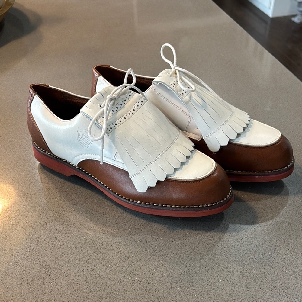 Ralph Lauren Brown and White Athletic Shoes with Lace-Up Design